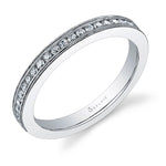 Double Milgrain Edge Diamond Wedding Band
