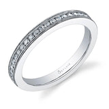 Double Milgrain Edge Diamond Wedding Band
