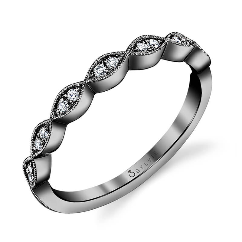 Black Rhodium & Diamond Stackable Wedding Band
