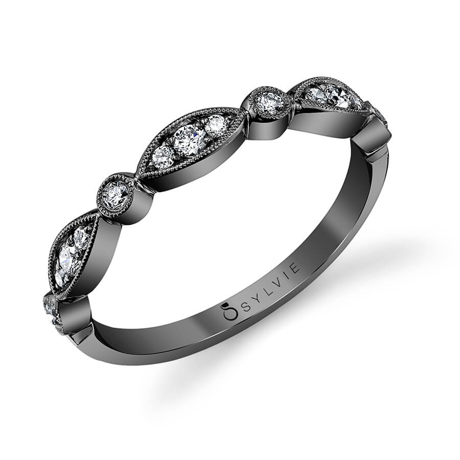 Black Rhodium & Diamond Stackable Band
