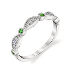 Emerald and Diamond Modern Vintage Wedding Ring