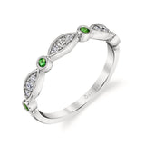 Emerald and Diamond Modern Vintage Wedding Ring