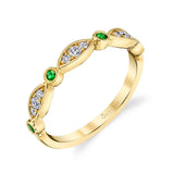 Emerald and Diamond Modern Vintage Wedding Ring