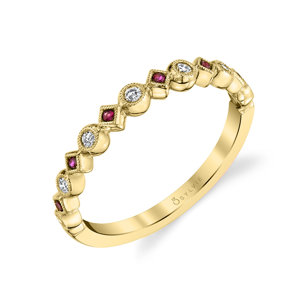 Ruby and Diamond Stackable Band