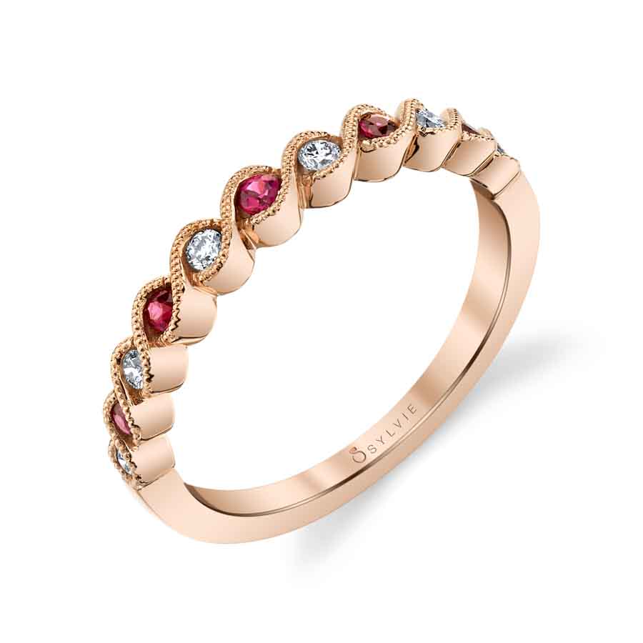 Ruby & Diamond Stackable Wedding Band