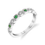 Modern Emerald & Diamond Stackable Wedding Band