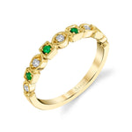 Modern Emerald & Diamond Stackable Wedding Band