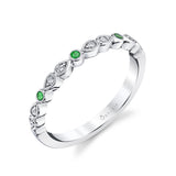 Diamond and Green Emerald Wedding Band