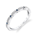Modern Blue Sapphire & Diamond Stackable Band