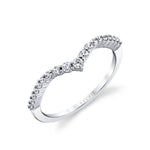 Curved Chevron Diamond Wedding Band