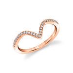 Deep V Curved Diamond Wedding Band