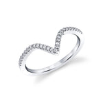 Deep V Curved Diamond Wedding Band