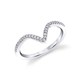 Deep V Curved Diamond Wedding Band