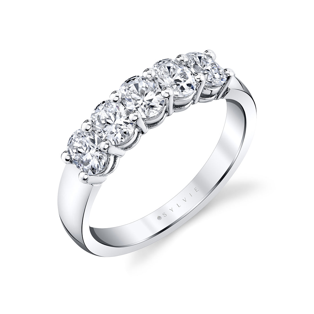 Oval Shaped Five Stone Wedding Band - 1.0 CT