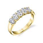 Oval Shaped Five Stone Wedding Band - 1.0 CT
