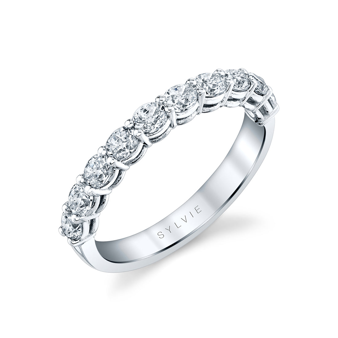 Oval Shaped East To West Wedding Band - 0.90 CT