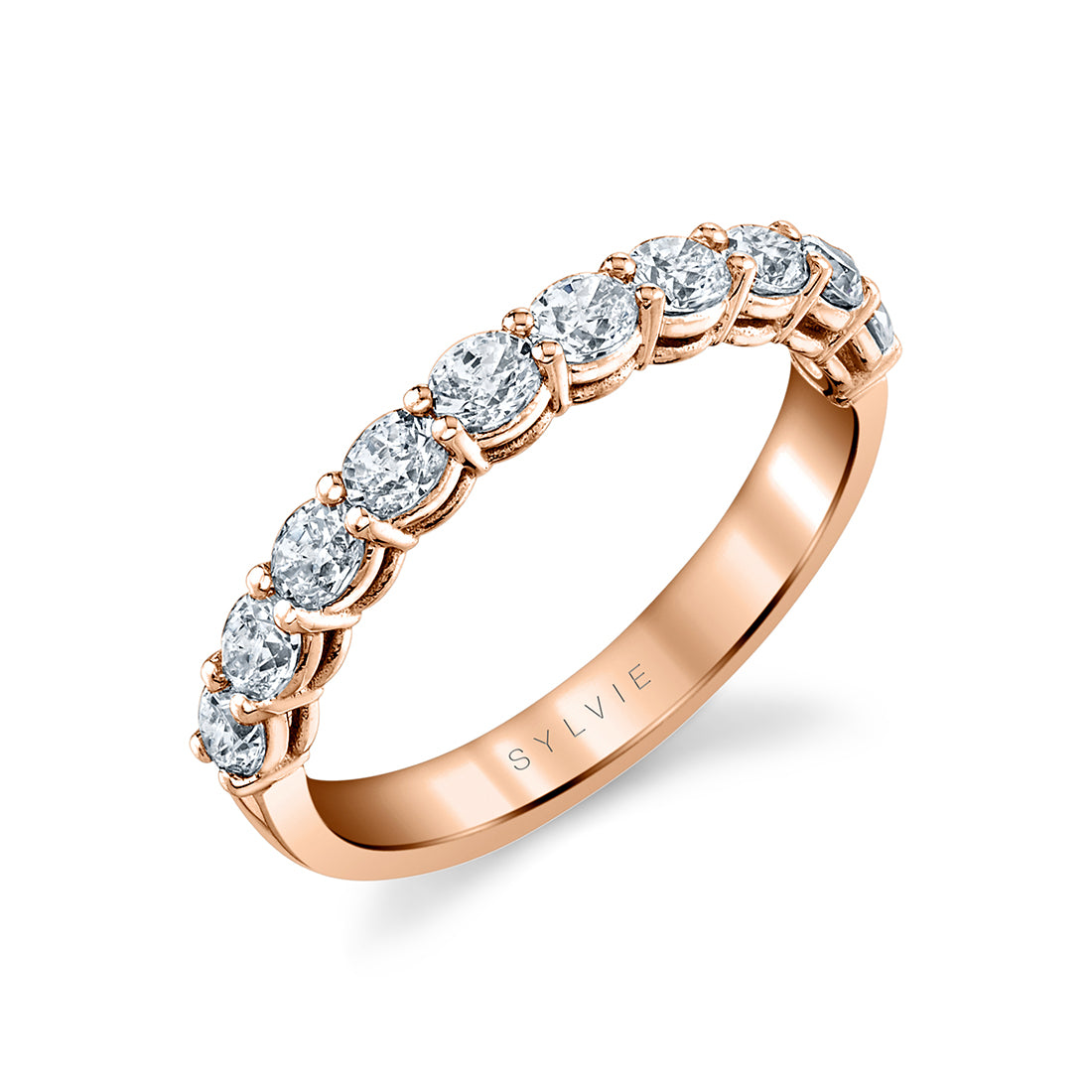 Oval Shaped East To West Wedding Band - 0.90 CT