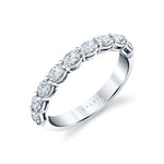 Oval Shaped East To West Wedding Band - 1.08 CT