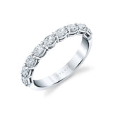 Oval Shaped East To West Wedding Band - 1.08 CT