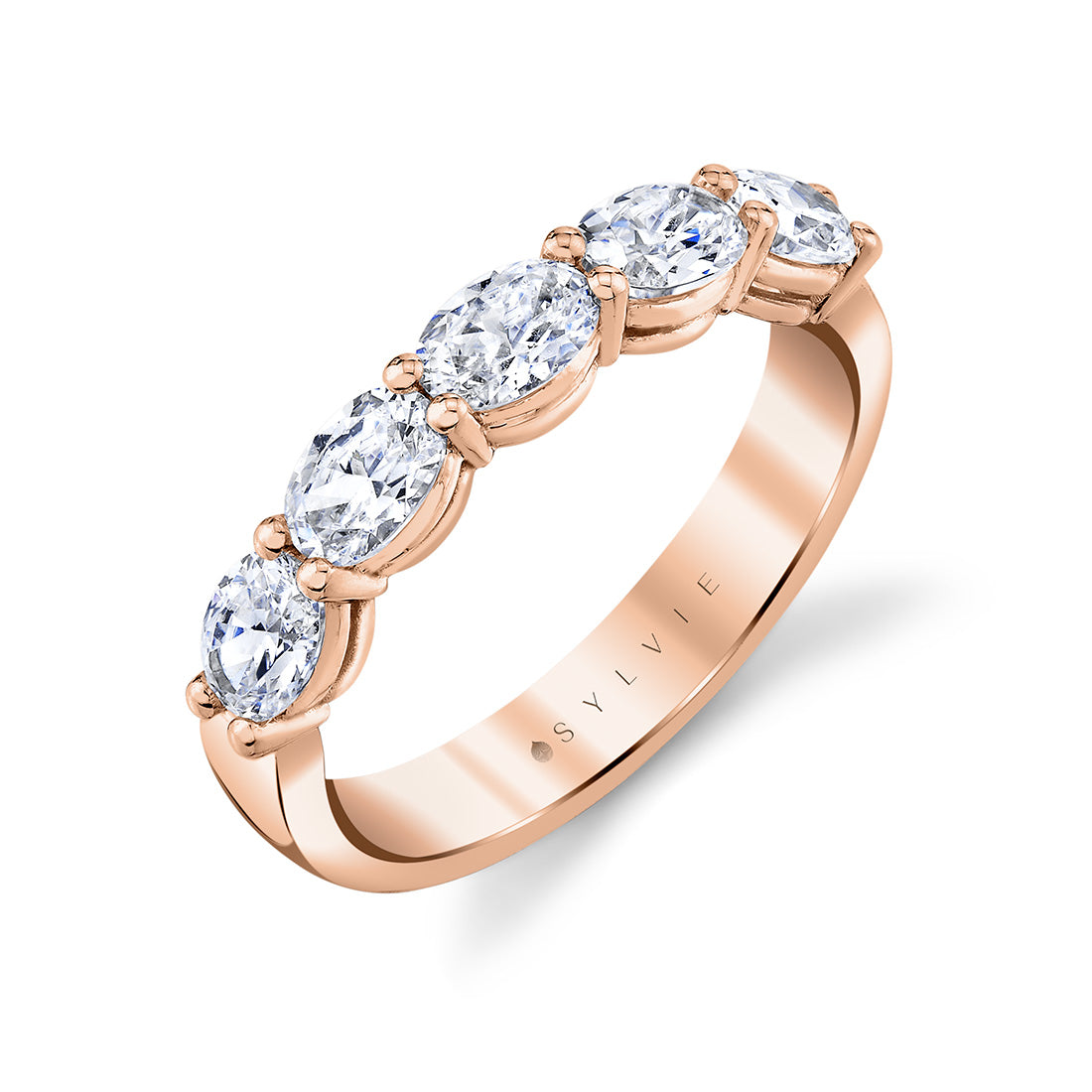 Oval Shaped East to West Five Stone Wedding Band