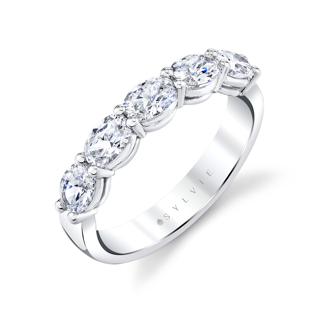 Oval Shaped East to West Five Stone Wedding Band