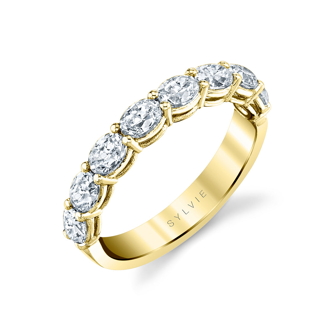 Oval Shaped East To West Wedding Band - 1.30 CT