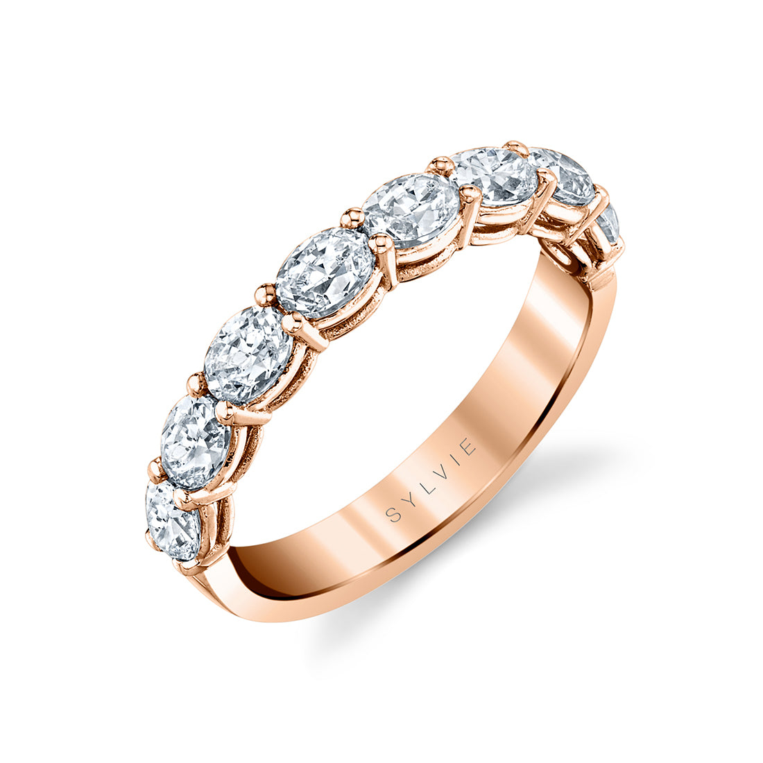Oval Shaped East To West Wedding Band - 1.30 CT