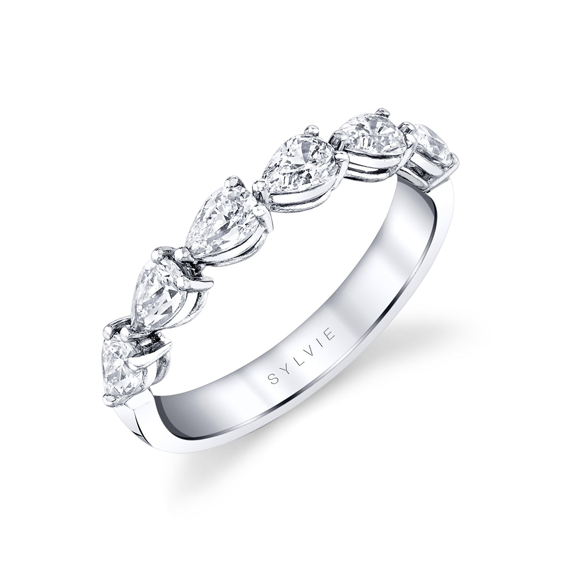 Pear Shaped East To West Wedding Band - 1.0 CT