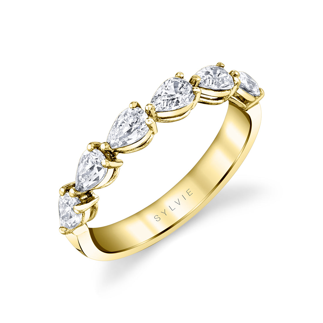 Pear Shaped East To West Wedding Band - 1.0 CT