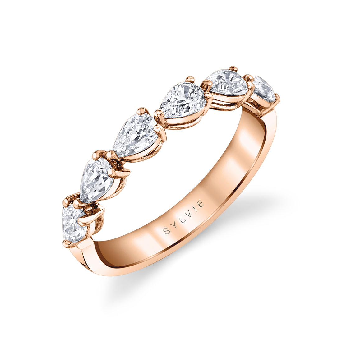 Pear Shaped East To West Wedding Band - 1.0 CT