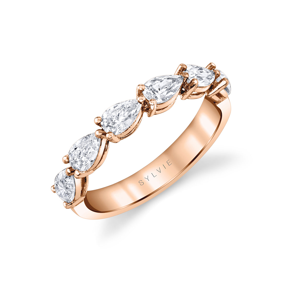 Pear Shaped East To West Wedding Band - 1.25 CT