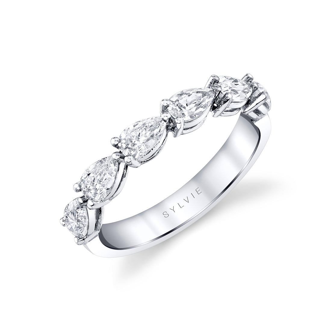 Pear Shaped East To West Wedding Band - 1.25 CT