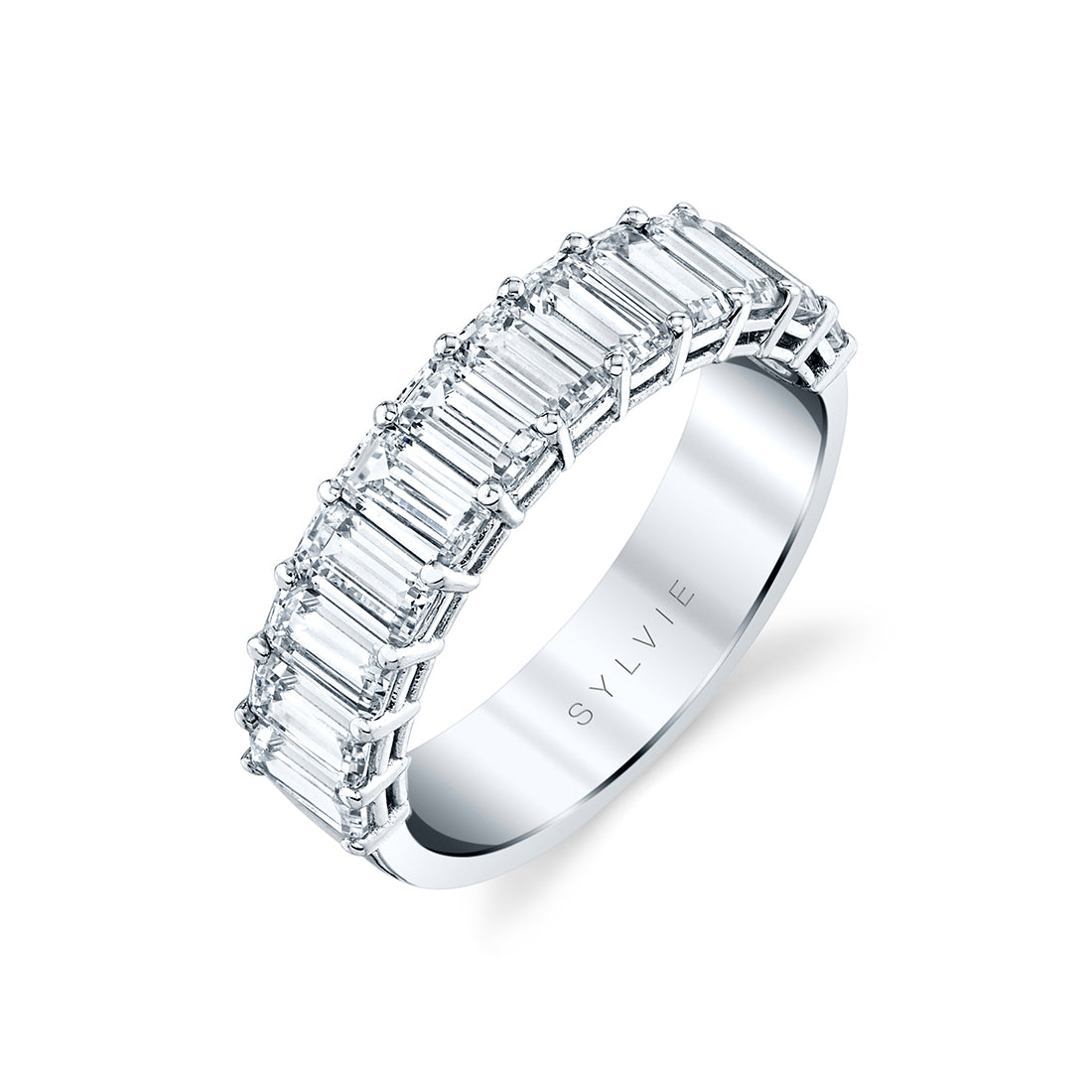 Emerald Shaped Wedding Band - 3.0 CT