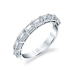 Emerald Shaped East To West Wedding Band - 1.45 CT