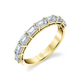 Emerald Shaped East To West Wedding Band - 1.45 CT