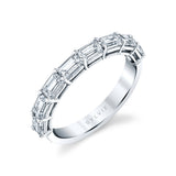 Emerald Shaped East To West Wedding Band - 1.45 CT