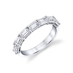 Emerald Shaped East To West Wedding Band - 1.75 CT