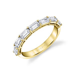 Emerald Shaped East To West Wedding Band - 1.75 CT