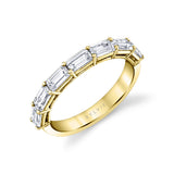 Emerald Shaped East To West Wedding Band - 1.75 CT