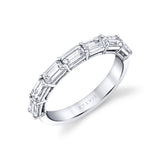 Emerald Shaped East To West Wedding Band - 1.75 CT