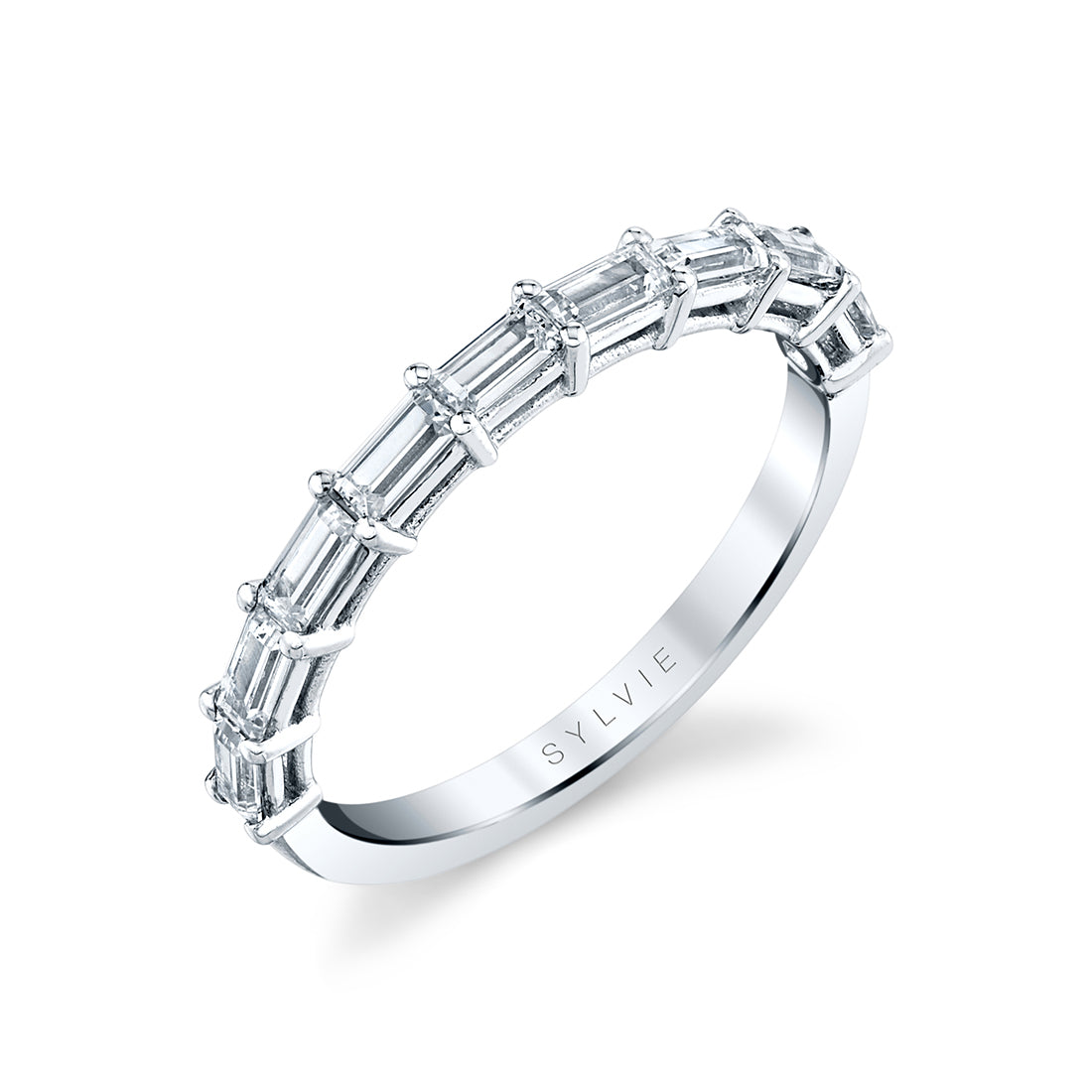 East to West Baguette Diamond Wedding Band