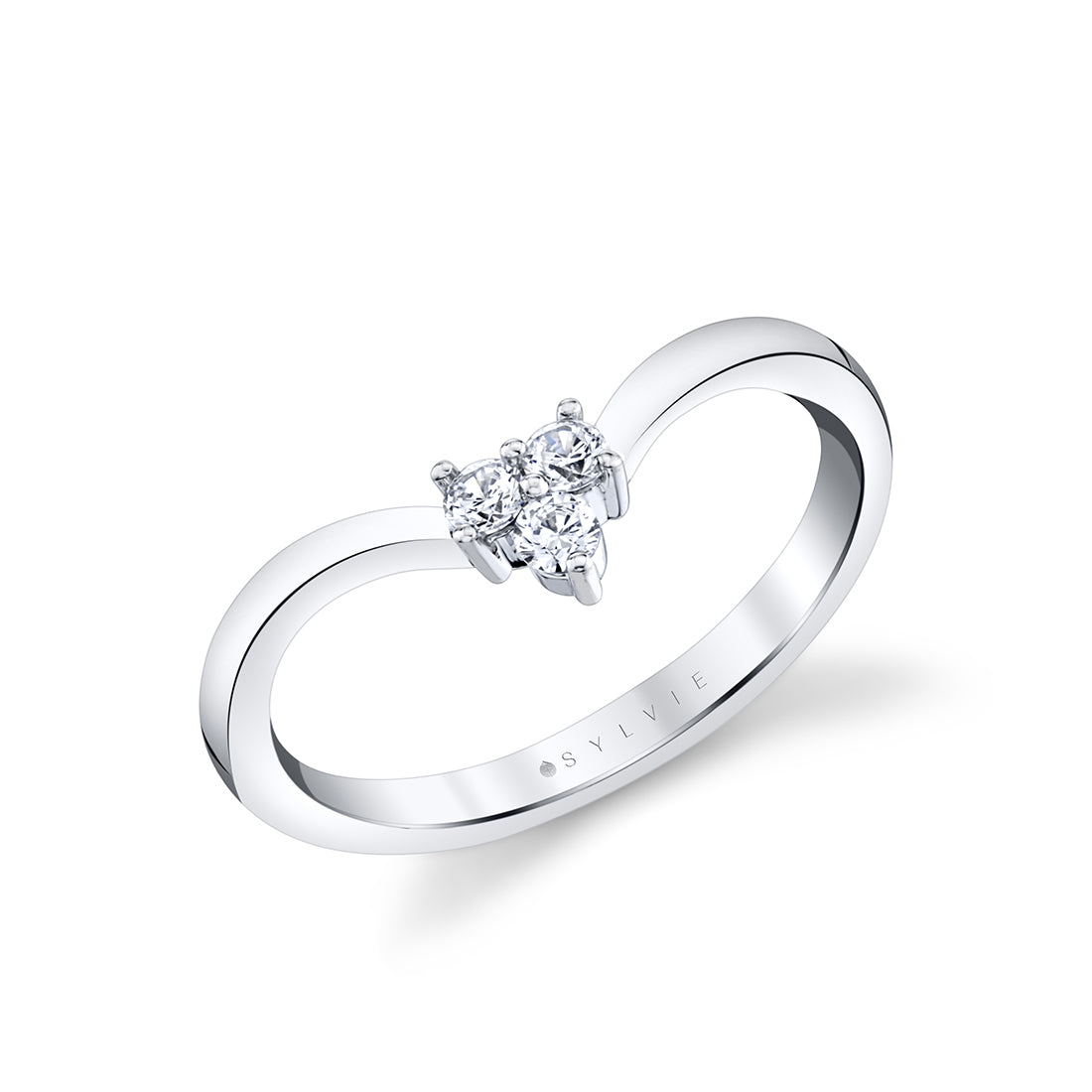 Wide Curved Diamond Wedding Band