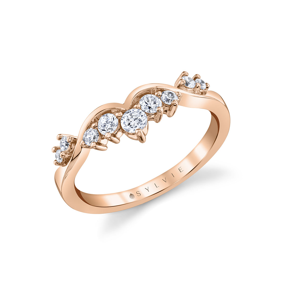 Curved Diamond Wedding Band