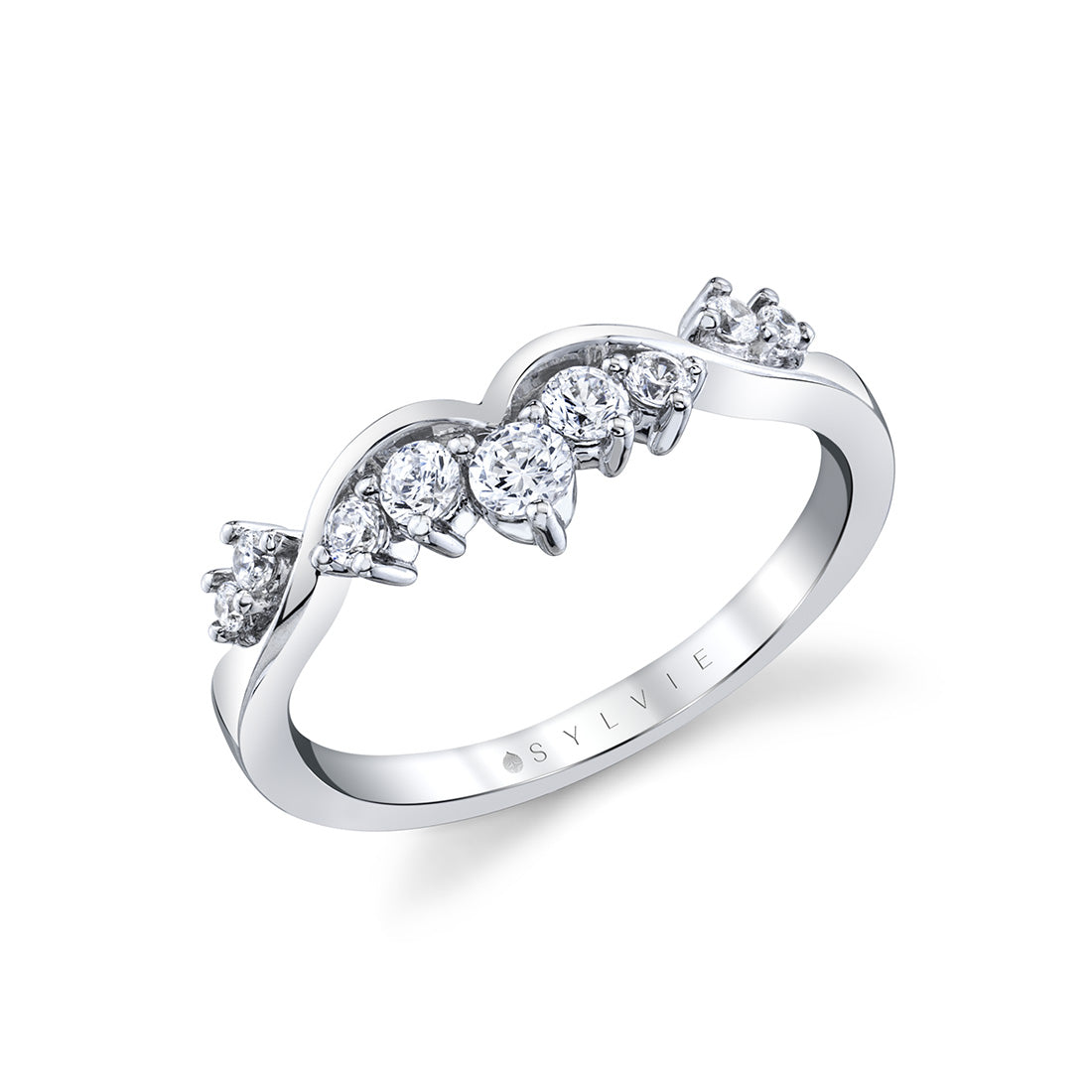 Curved Diamond Wedding Band