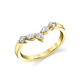 Round and Marquise Curved Diamond Wedding Band