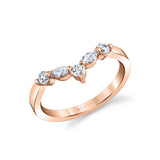 Round and Marquise Curved Diamond Wedding Band