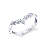 Round and Marquise Curved Diamond Wedding Band