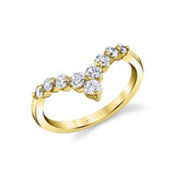 Round Diamond Chevron Wedding Band
