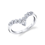 Round Diamond Chevron Wedding Band