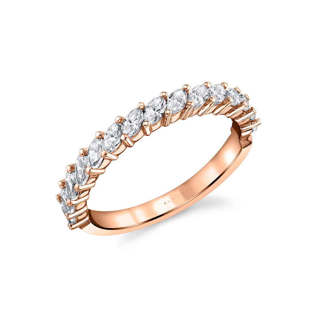 Angled Marquis Cut Diamond Wedding Band